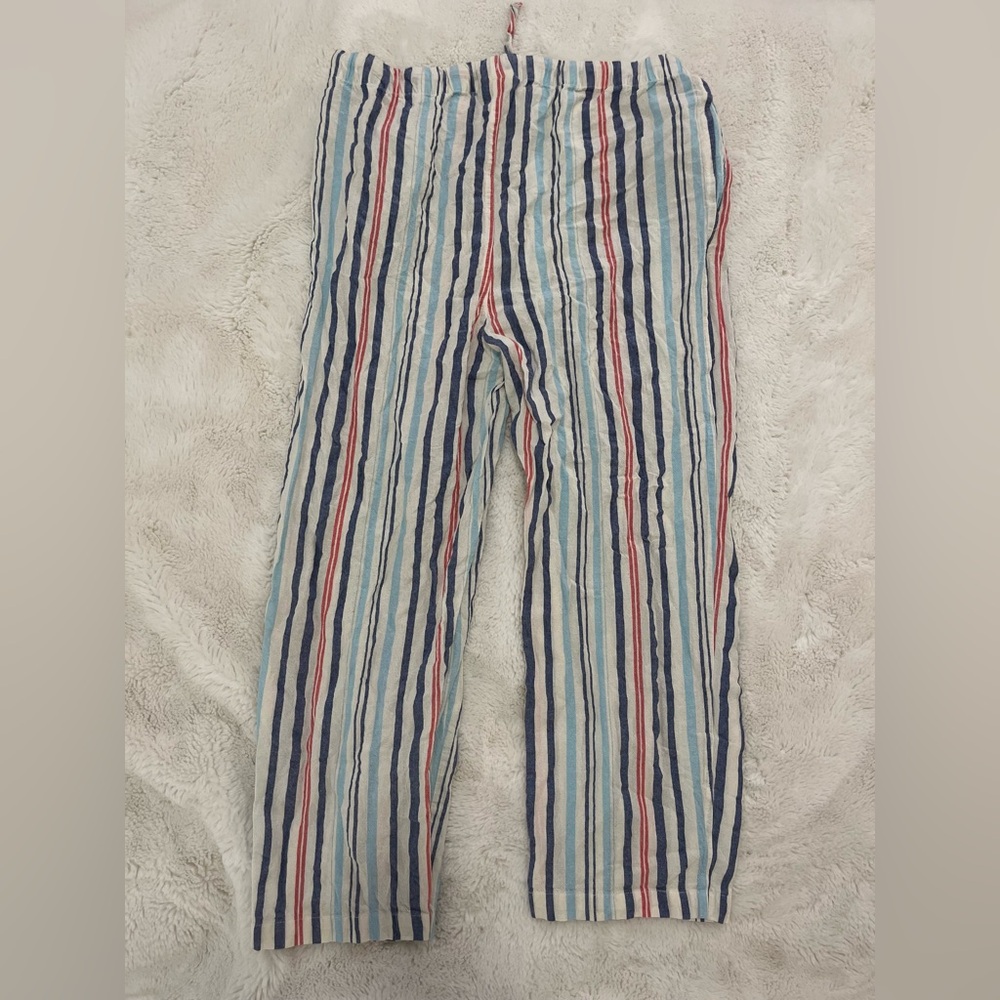 Easy Essentials Straight Leg Pants | Blue/Stripe | Size XL